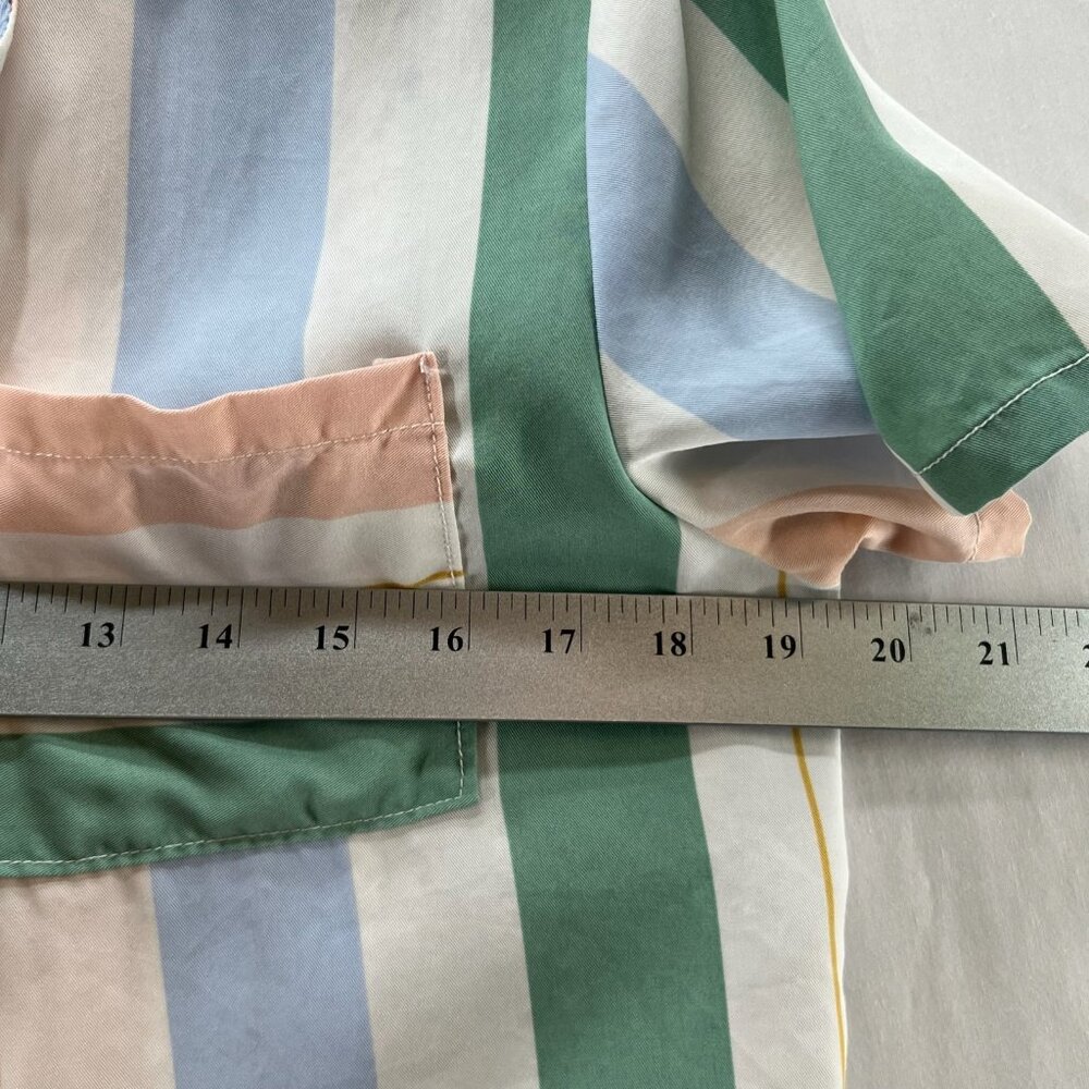 Marine Layer Doze Resort Shirt Womens XS Short Sleeve Pastel Striped Multicolor - Picture 9 of 9